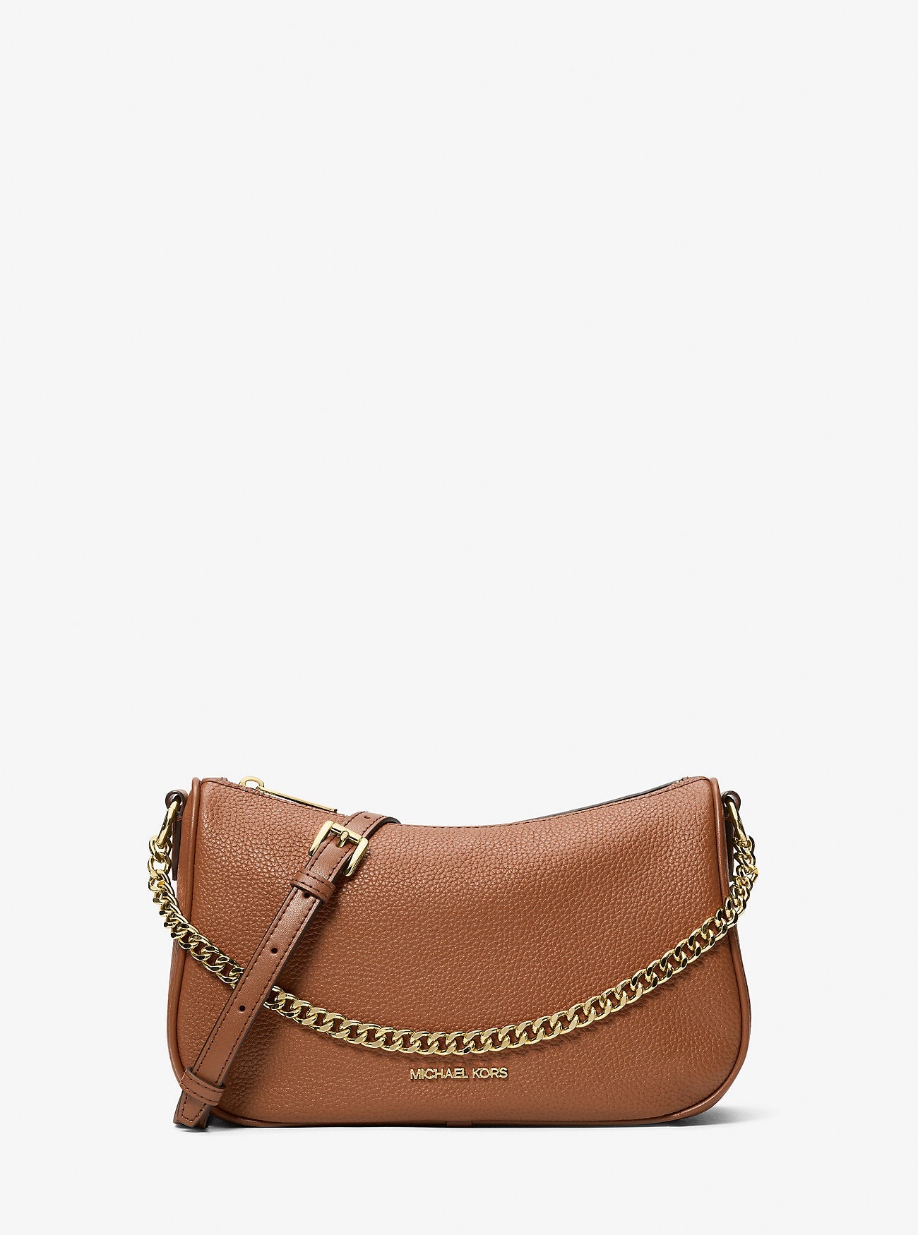 Michael Kors Carmela Medium Pebbled Leather Convertible Crossbody Bag Luggage