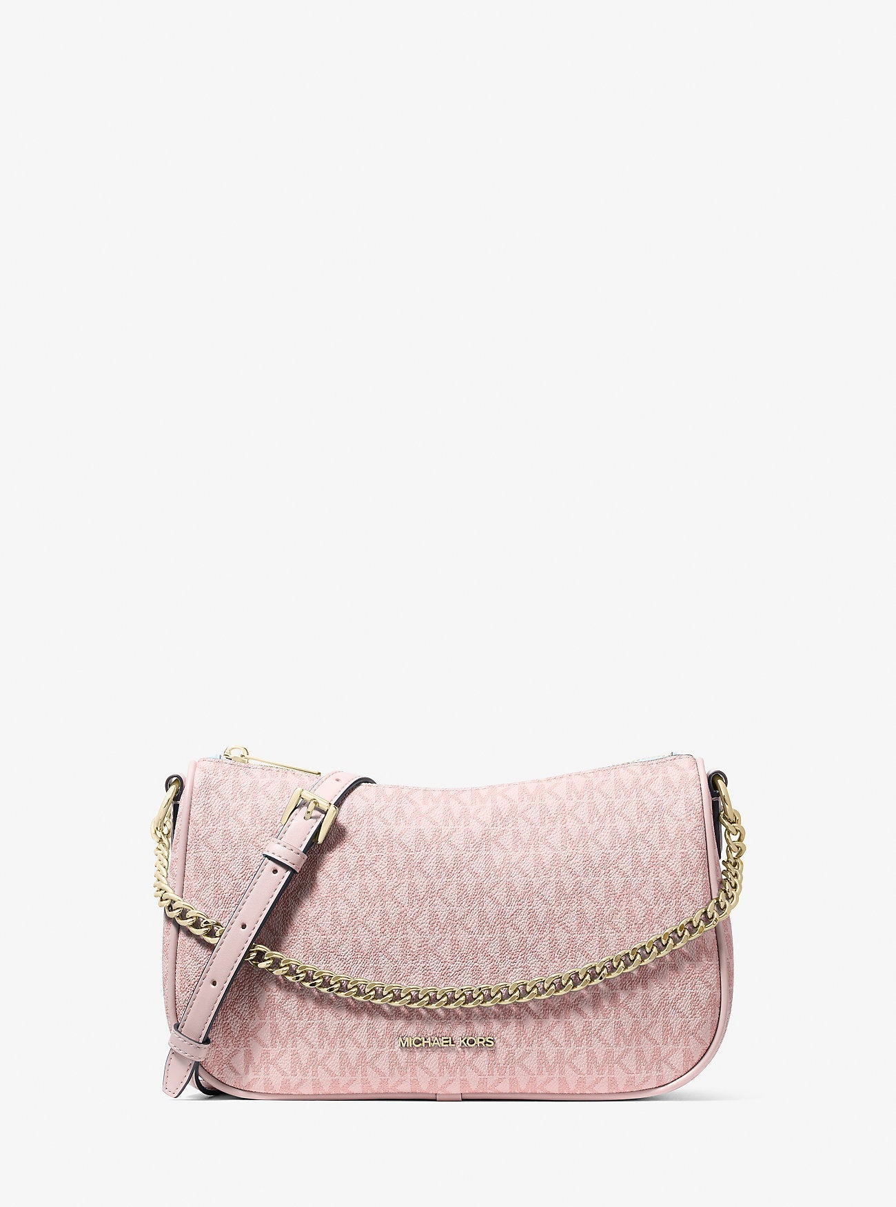 Michael Kors Carmela Medium Signature Logo Convertible Crossbody Bag Powder Blush