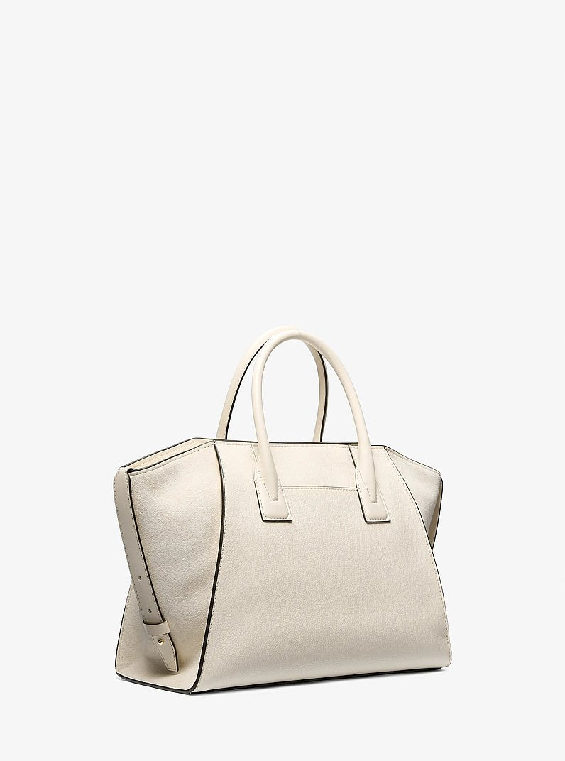 Michael Kors Avril Large Leather and Suede Satchel Lt Cream