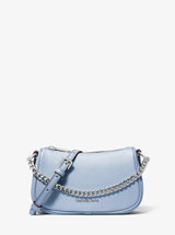 Michael Kors Carmela Small Pebbled Leather Crossbody Bag Pale Ocean