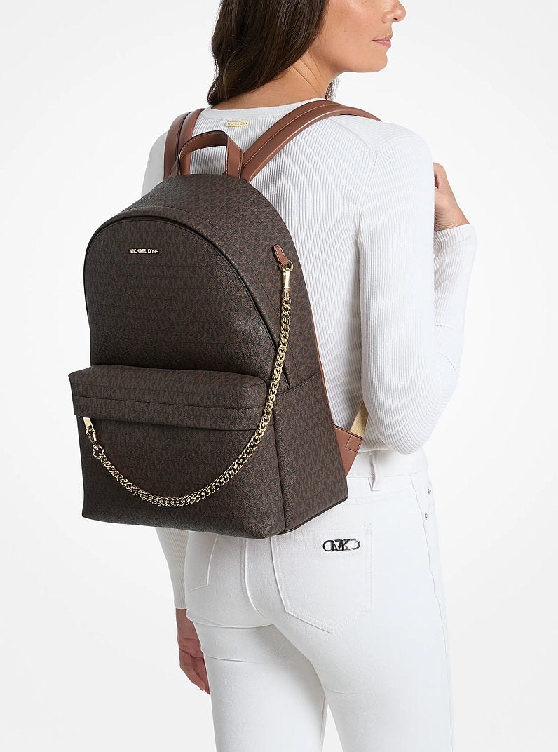 Michael Kors Slater Large Signature Logo Backpack Brown