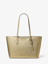 Michael Kors Arden Large Metallic Top-Zip Tote Bag Pale Gold