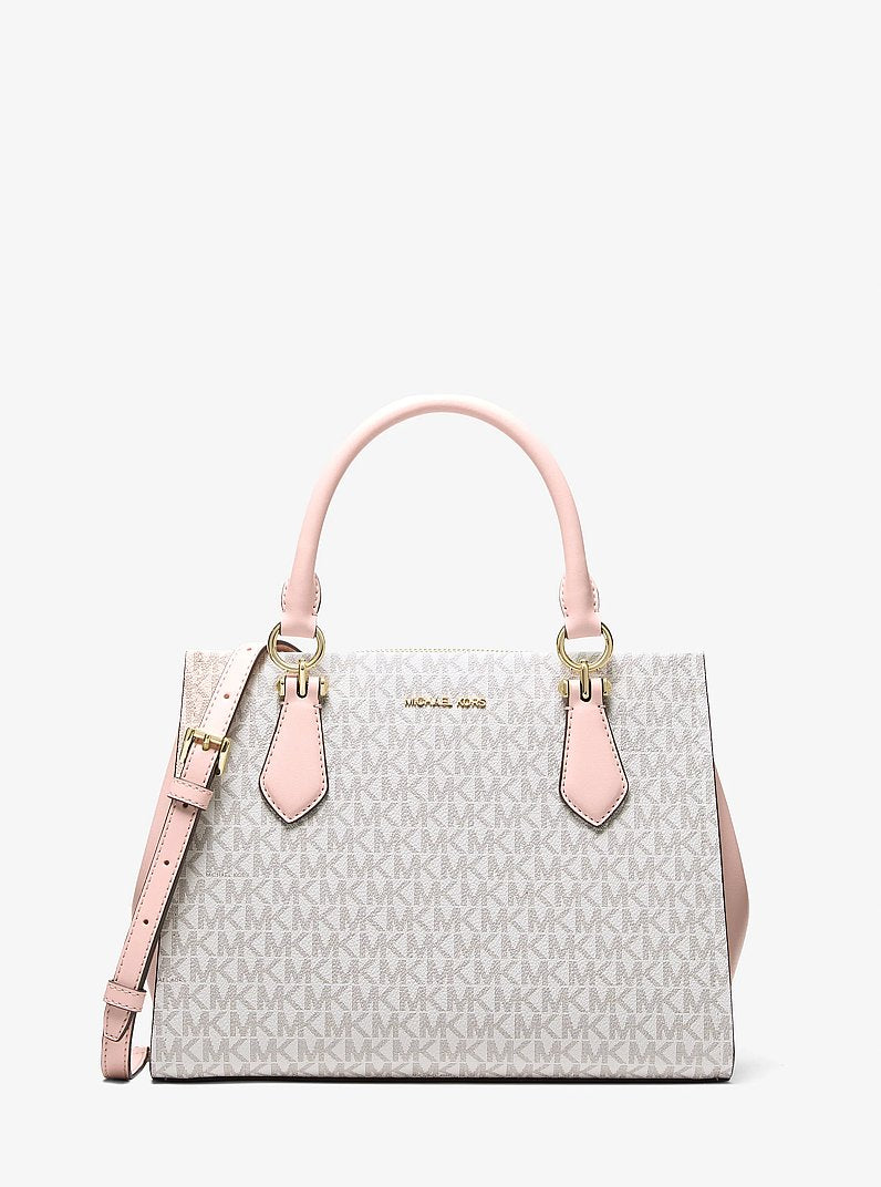 Michael Kors Marilyn Medium Signature Logo Convertible Satchel Pwd Blsh Mlt
