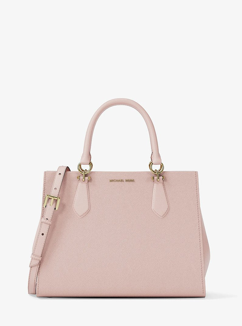 Michael Kors Marilyn Medium Saffiano Leather Satchel Powder Blush