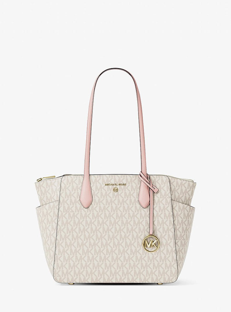 Michael Kors Marilyn Medium Signature Logo Tote Bag Pwd Blsh Mlt