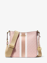 Michael Kors Jet Set Small Signature Logo Stripe Crossbody Bag Powder Blush