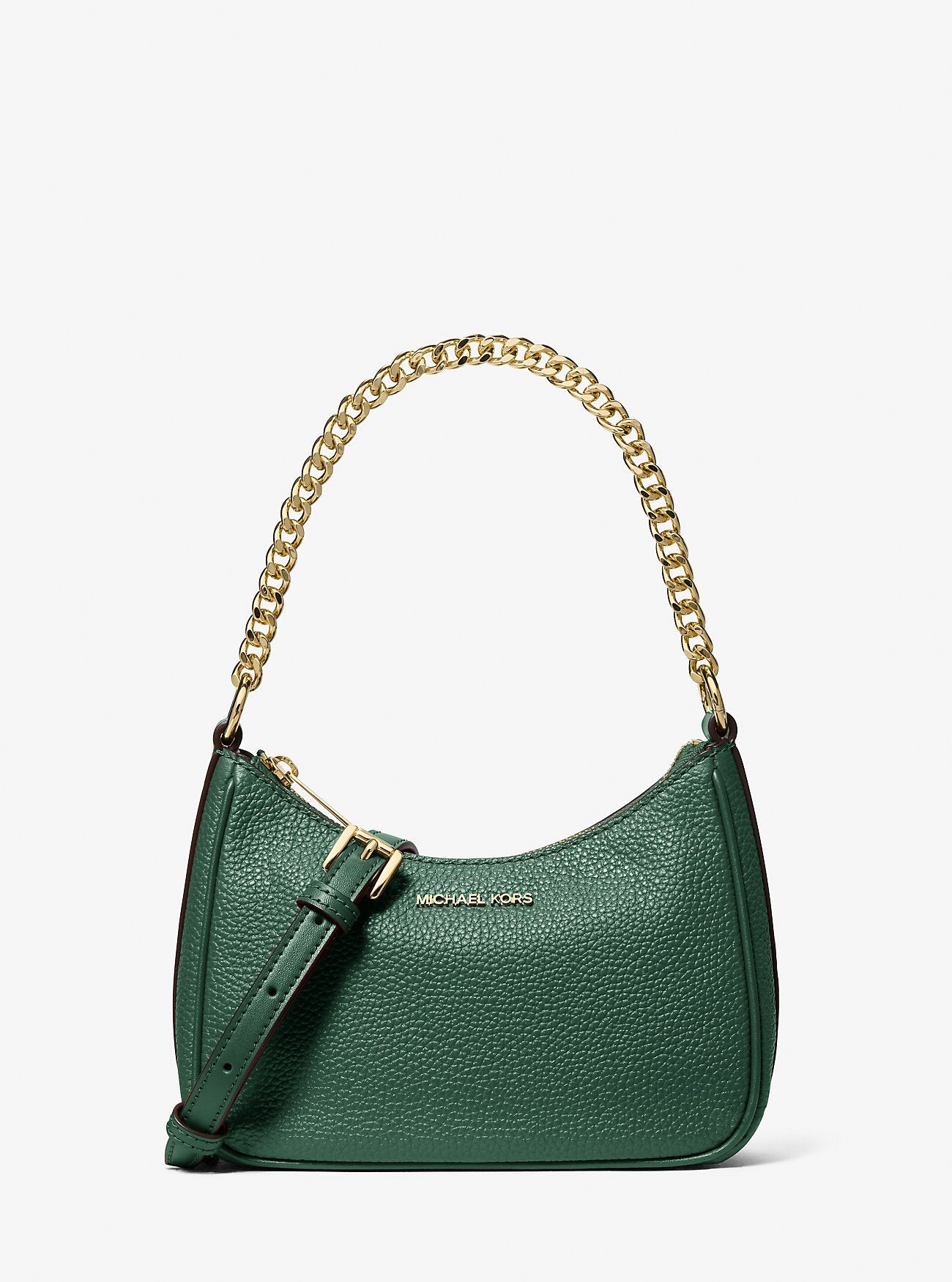 Michael Kors Jet Set Travel Pebbled Leather Convertible Crossbody Bag Moss