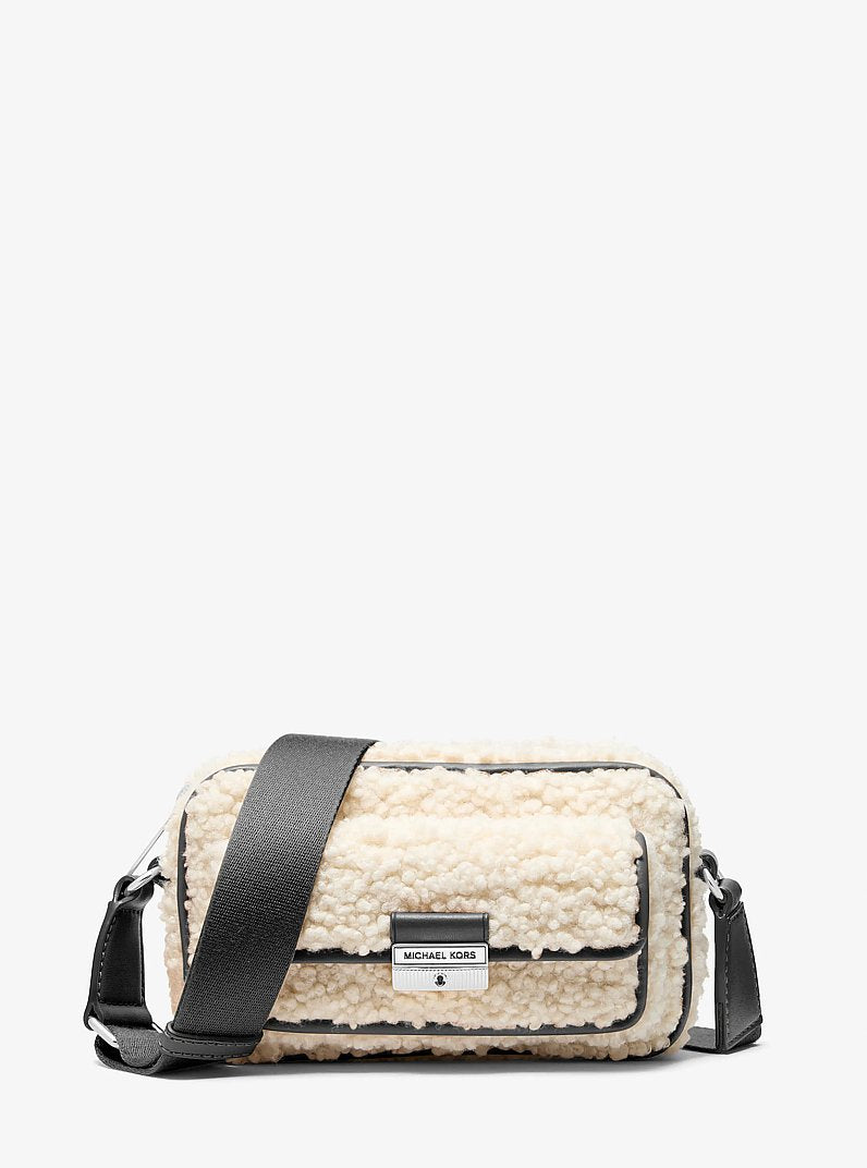 Michael Kors Bradshaw Extra-Small Faux Shearling Camera Crossbody Bag Black
