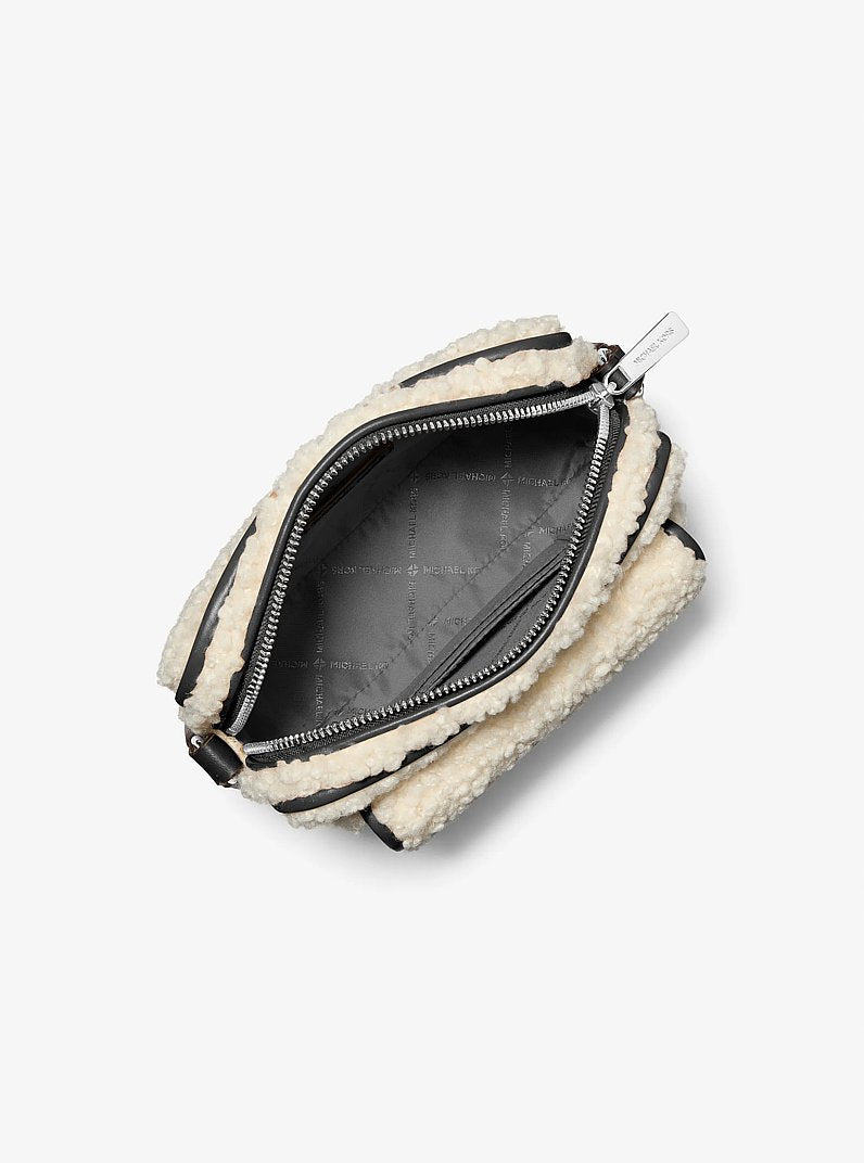 Michael Kors Bradshaw Extra-Small Faux Shearling Camera Crossbody Bag Black
