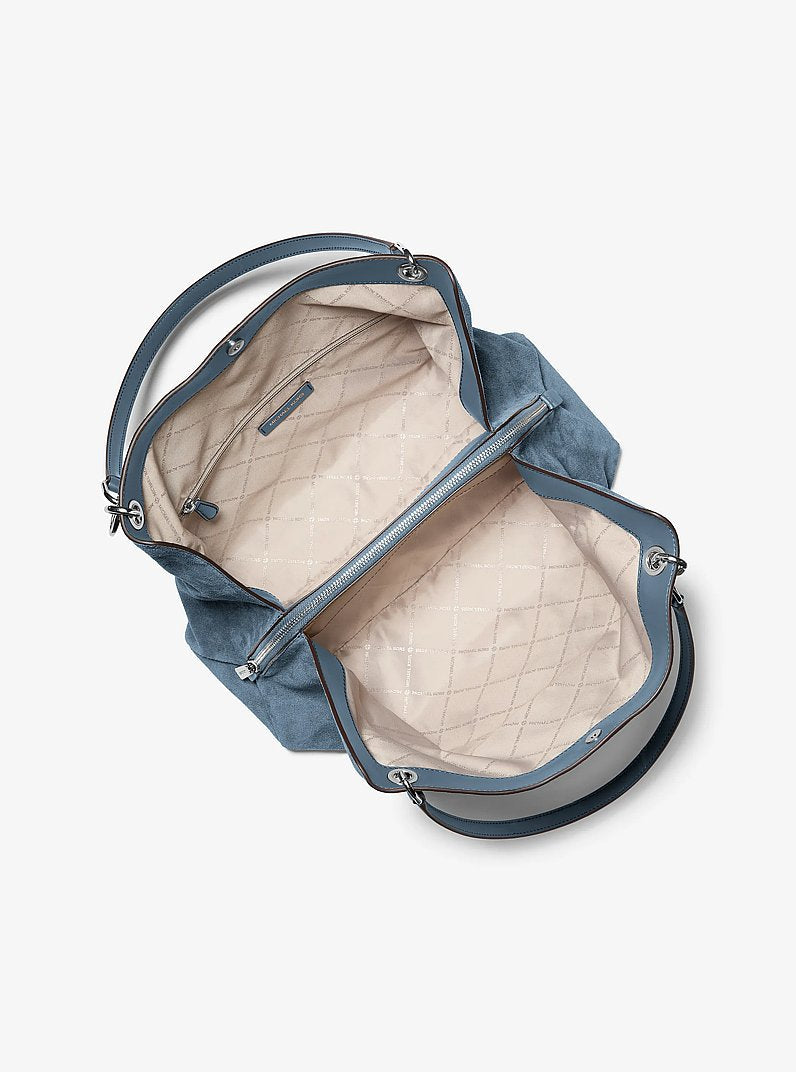 Michael Kors Christina Large Suede Shoulder Bag Denim