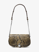 Michael Kors Mila Medium Snake Embossed Messenger Bag Olive