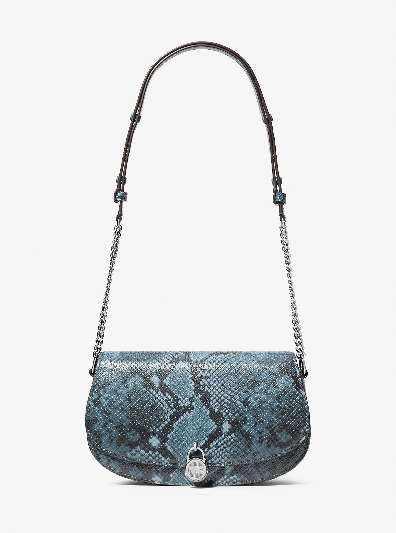 Mila Medium Snake Embossed Messenger Bag Cornflower Cornflower
