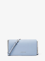 Michael Kors Jet Set Travel Medium Pebbled Leather Crossbody Bag Pale Ocean