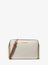 Michael Kors Jet Set Large Printed Logo Crossbody Bag Vanilla