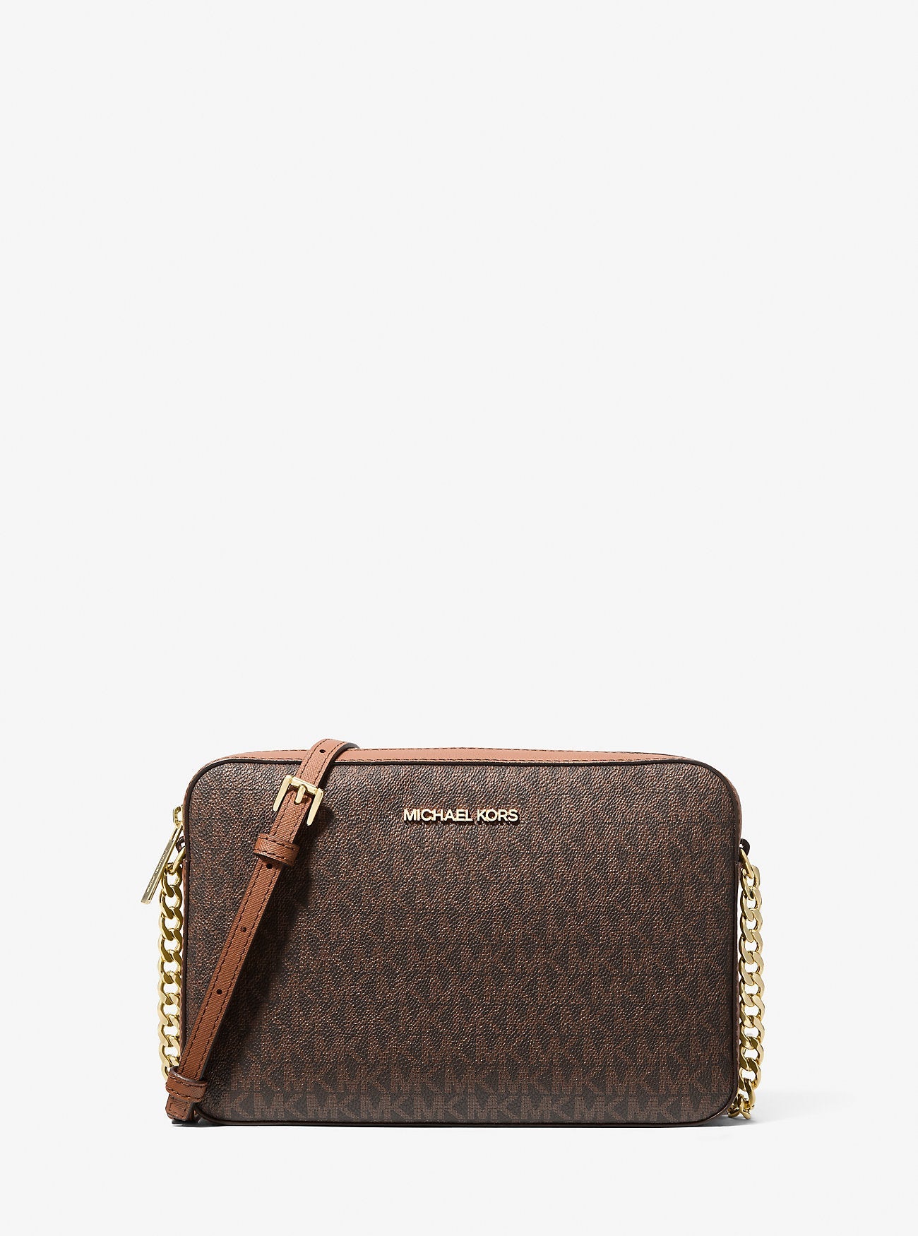 Michael Kors Jet Set Large Printed Logo Crossbody Bag Brown