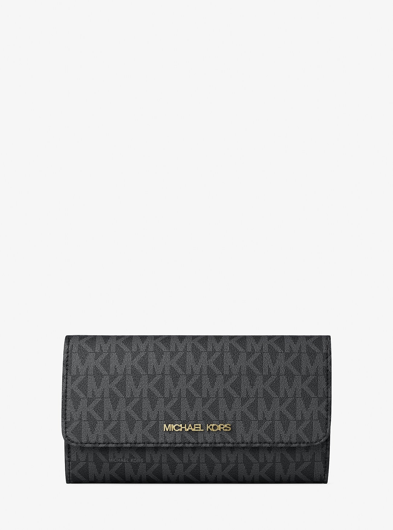 Jet Set Large Logo Trifold Wallet Black Black