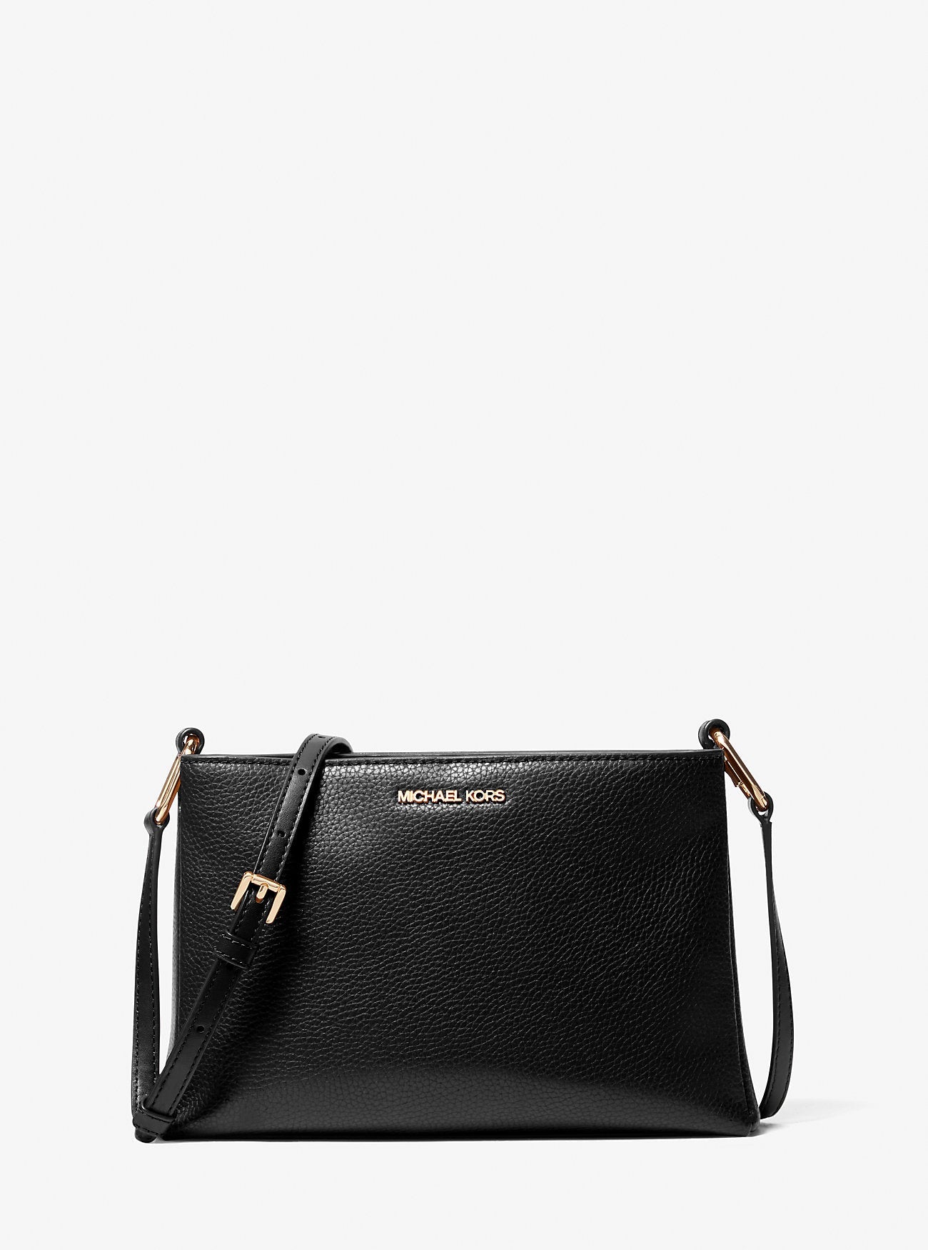 Michael Kors Trisha Medium Pebbled Leather Crossbody Bag Black