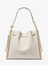Michael Kors Mina Large Signature Logo Chain Shoulder Bag Lt Crm Multi