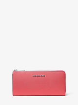 Michael Kors Jet Set Travel Large Saffiano Leather Quarter-Zip Wallet Hibiscus