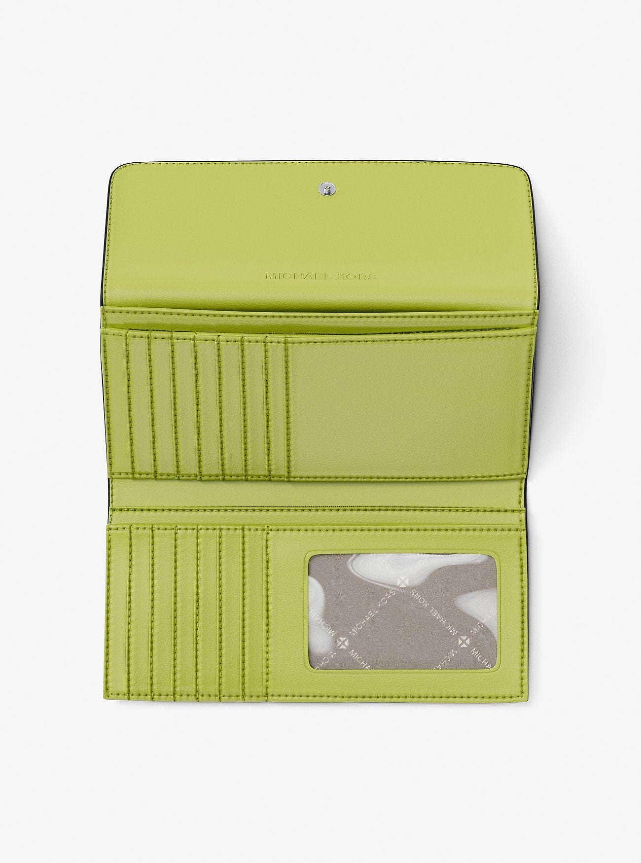 Michael Kors Jet Set Large Signature Logo Tri-Fold Wallet Lime