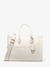 Michael Kors Mirella Medium Pebbled Leather Tote Bag Lt Cream