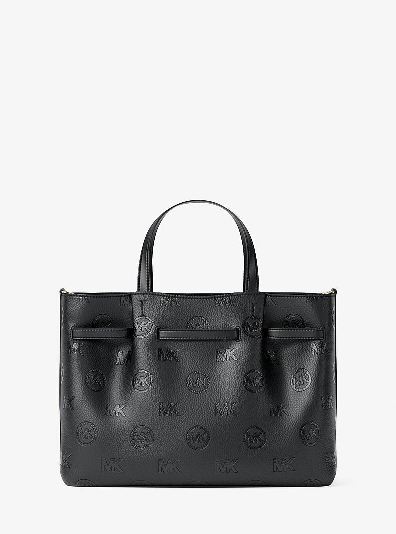 Michael Kors Carson Medium Logo Debossed Satchel Black