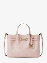 Michael Kors Carson Medium Logo Debossed Satchel Powder Blush