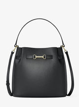 Michael Kors Carson Medium Pebbled Leather Convertible Bucket Crossbody Bag Black
