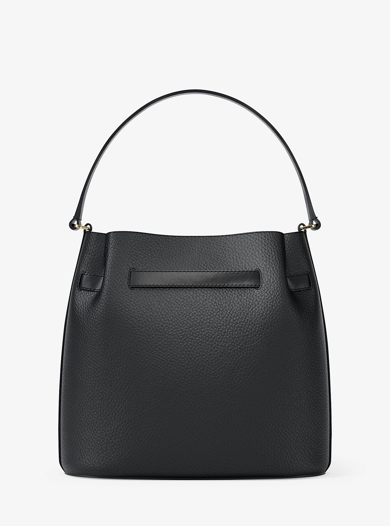 Carson Medium Pebbled Leather Convertible Bucket Crossbody Bag Black Black