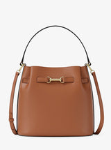 Michael Kors Carson Medium Pebbled Leather Convertible Bucket Crossbody Bag Luggage