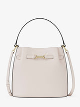 Michael Kors Carson Medium Pebbled Leather Convertible Bucket Crossbody Bag Lt Cream
