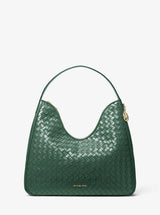 Michael Kors Nayla Medium Woven Shoulder Bag Moss