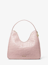 Michael Kors Nayla Medium Woven Shoulder Bag Powder Blush