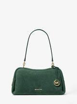 Michael Kors Cecily Medium Suede Shoulder Bag Moss