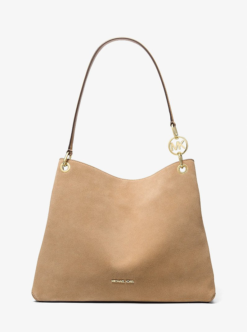 Michael Kors Christina Large Suede Shoulder Bag Camel