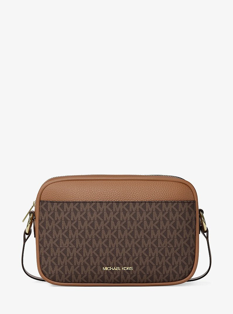 Michael Kors Jet Set Travel Large Signature logo Camera Crossbody Bag Brown