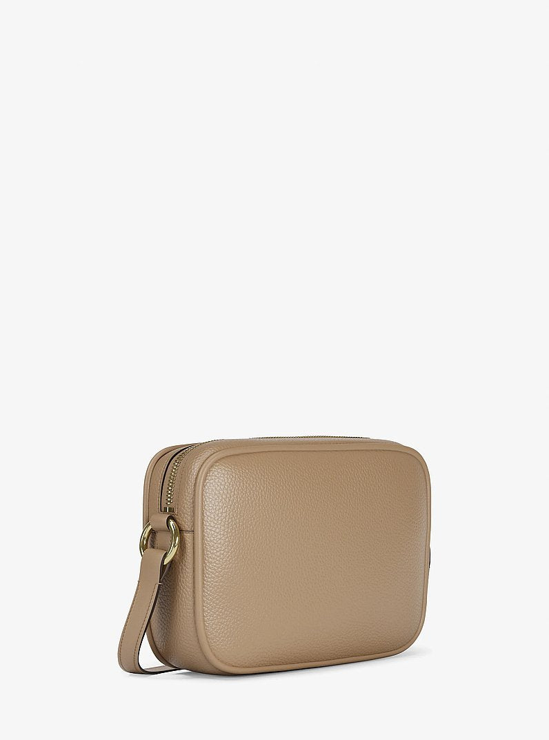 Michael Kors Jet Set Large Pebbled Leather Camera Crossbody Bag Camel