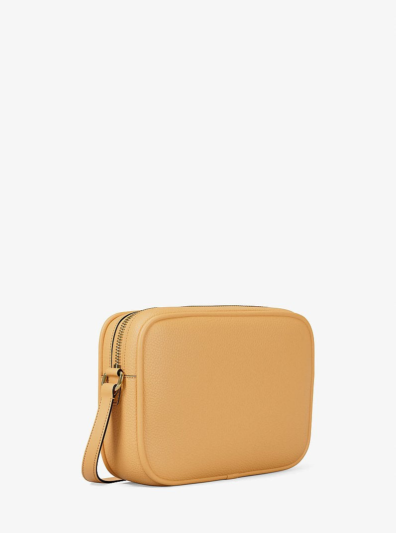 Michael Kors Jet Set Large Pebbled Leather Camera Crossbody Bag Honeywheat