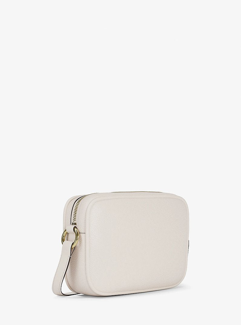Michael Kors Jet Set Large Pebbled Leather Camera Crossbody Bag Lt Cream