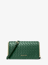 Michael Kors Jet Set Medium Woven Crossbody Bag Moss