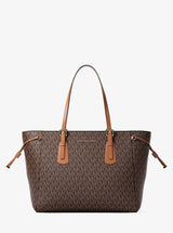 Michael Kors Voyager Large Signature Logo Top-Zip Tote Bag Brown