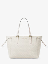 Michael Kors Voyager Large Signature Logo Top-Zip Tote Bag Lt Crm Multi