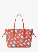 Michael Kors Voyager Large Printed Signature Logo Tote Bag Dk Sangria