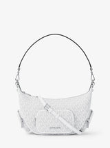 Michael Kors Merritt Medium Signature Logo Convertible Shoulder Bag Optic White