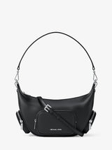 Michael Kors Merritt Medium Pebbled Leather Convertible Shoulder Bag Black