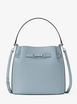 Michael Kors Carson Medium Pebbled Leather Convertible Bucket Crossbody Bag Pale Ocean