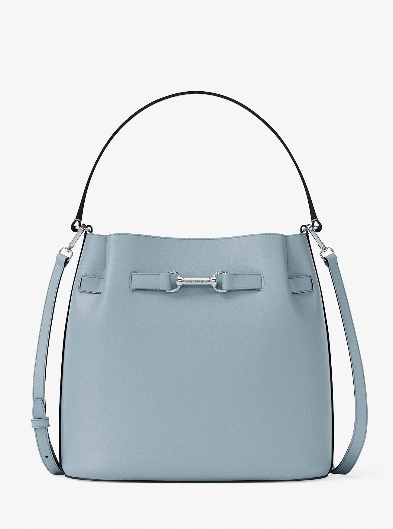 Michael Kors Carson Medium Pebbled Leather Convertible Bucket Crossbody Bag Pale Ocean