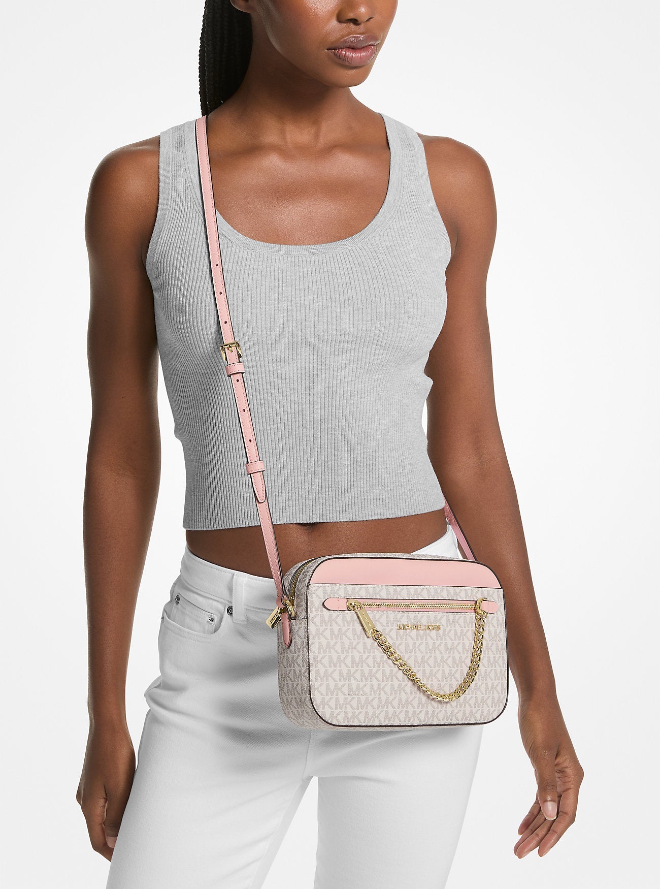 Michael Kors Jet Set Large Logo Crossbody Bag Pwd Blsh Mlt