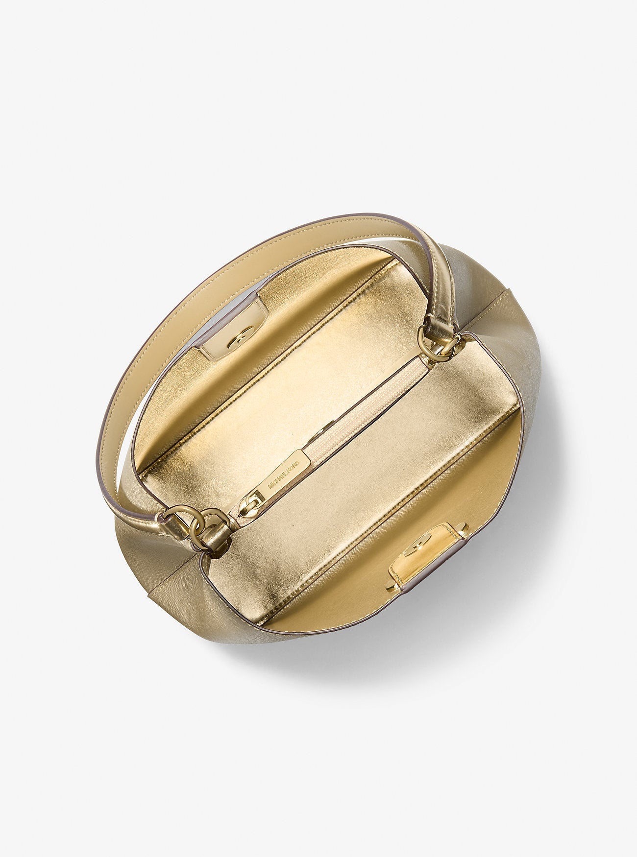 Pratt Medium Metallic Shoulder Bag Pale Gold Pale Gold