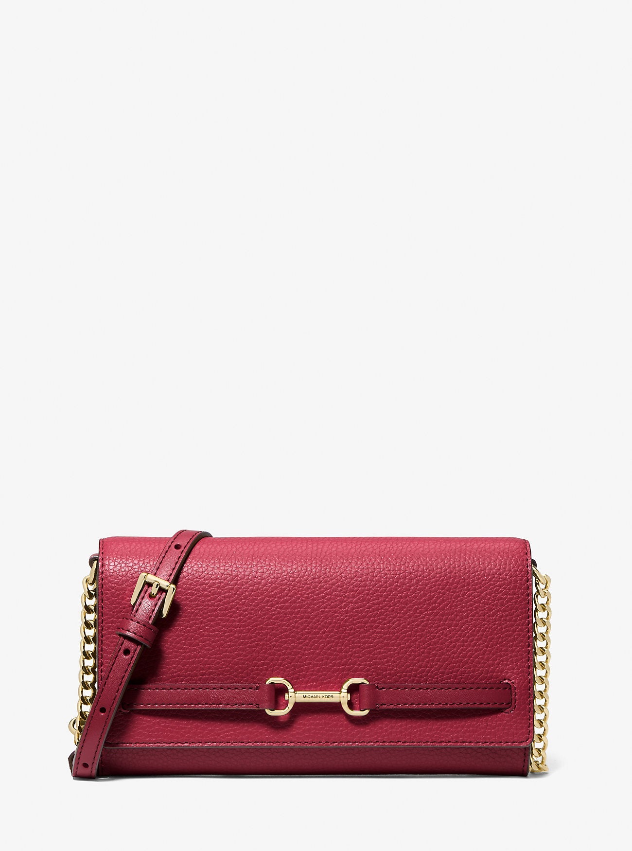 Carson Large Pebbled Leather Convertible Crossbody Bag Cherry Cherry